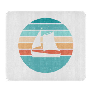 Retro Sunset Distressed Effect + Sailboat Cutting Board