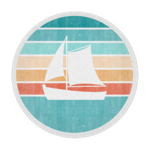 Retro Sunset Distressed Effect + Sailboat Cutting Board