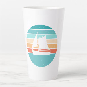 Retro Sunset Distressed Effect + Sailboat Latte Mug
