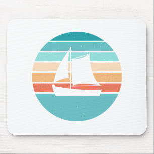 Retro Sunset Distressed Effect + Sailboat Mouse Mat