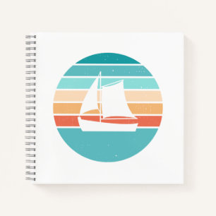 Retro Sunset Distressed Effect + Sailboat Notebook