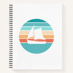 Retro Sunset Distressed Effect + Sailboat Notebook
