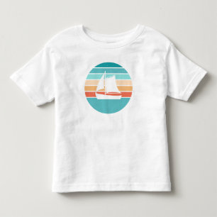 Retro Sunset Distressed Effect + Sailboat Toddler T-Shirt