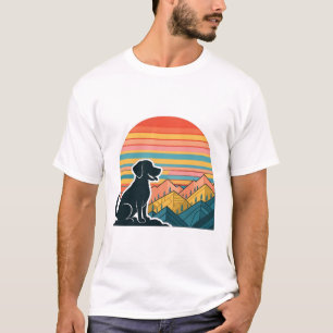 Retro Sunset Dog Adventure Wanderlust Canine Art T-Shirt