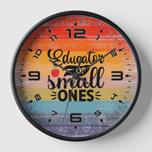 Retro Sunset Educator Of Small Ones Clock (Front)