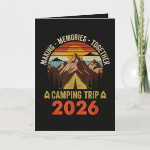 Retro Sunset Family Camping Trip 2026 Holiday Card