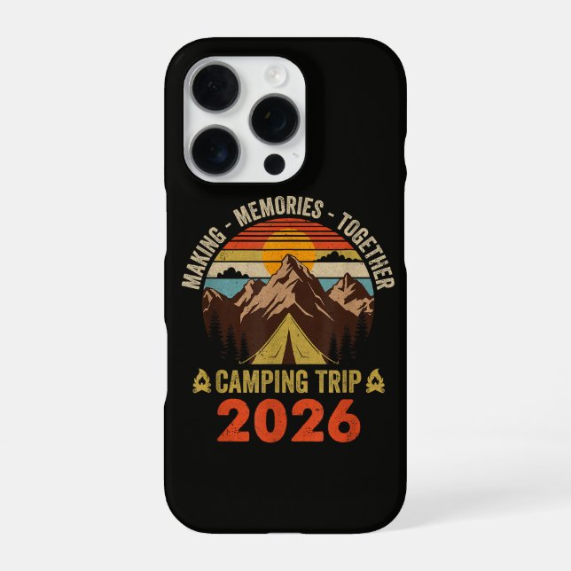 Retro Sunset Family Camping Trip 2026  iPhone Case (Back)