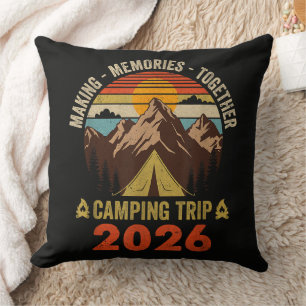 Retro Sunset Family Camping Trip 2026 Matching Cushion