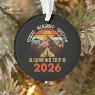 Retro Sunset Family Camping Trip 2026 Matching Ornament