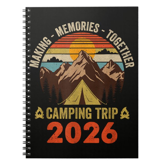 Retro Sunset Family Camping Trip 2026  Notebook (Front)