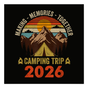 Retro Sunset Family Camping Trip 2026 Poster