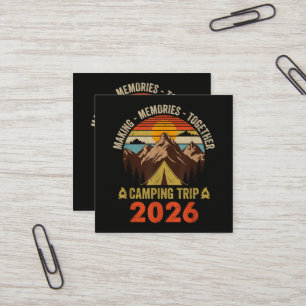 Retro Sunset Family Camping Trip 2026 Square Business Card