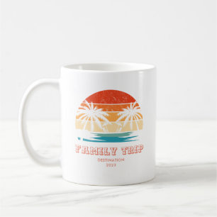 Retro sunset Family trip Beach Palm Tree Matching Coffee Mug