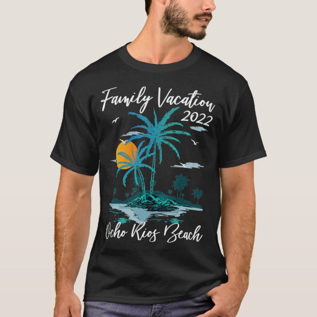Retro Sunset Family Vacation 2022 Jamaica Ocho Rio T-Shirt (Front)