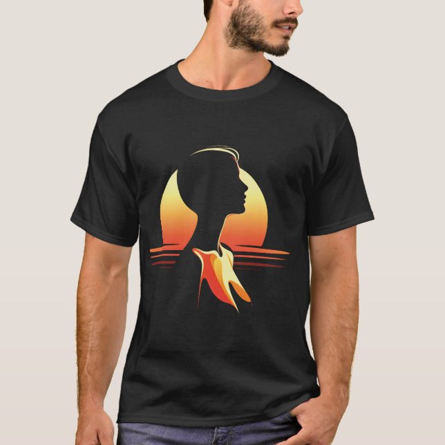 Retro sunset female silhouette T-Shirt (Front)