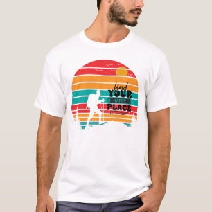 Retro Sunset Find Your Happy Place Hiking T-Shirt