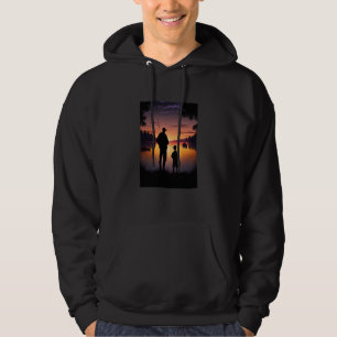 Retro Sunset Fishing On The Lake Father And Son Fi Hoodie