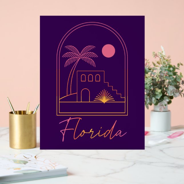 Retro Sunset Florida Vibe Acrylic Sign (Wedding)