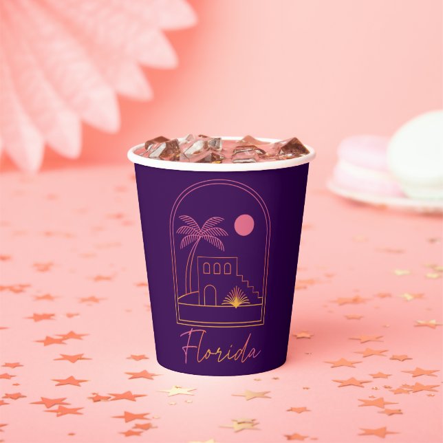 Retro Sunset Florida Vibe Paper Cups (Insitu)