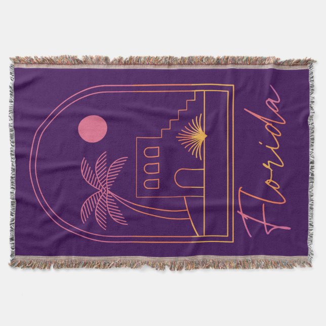 Retro Sunset Florida Vibe Throw Blanket (Front)