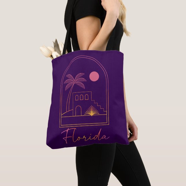 Retro Sunset Florida Vibe Tote Bag (Close Up)