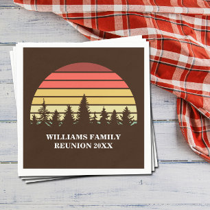 Retro Sunset Forest Brown Family Reunion Party Napkin