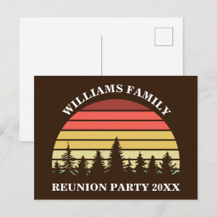 Retro Sunset Forest Custom Family Reunion Party Postcard