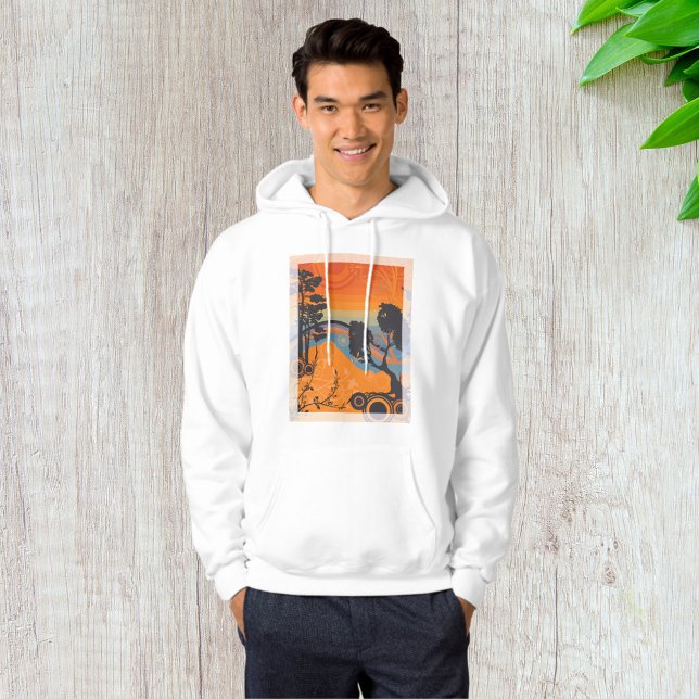 Retro Sunset Forest Landscape Abstract Hoodie (Creator Uploaded)