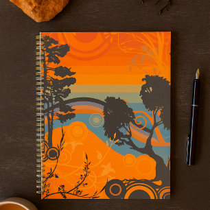 Retro Sunset Forest Landscape Abstract Planner