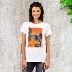 Retro Sunset Forest Landscape Abstract T-Shirt