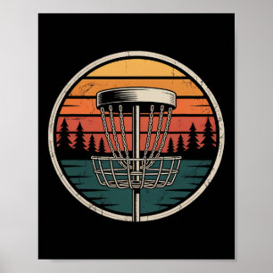 Retro Sunset Frisbee Golf Sket Disc Golf Poster