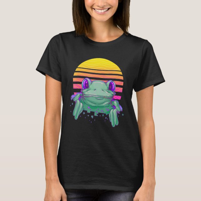 Retro Sunset Frog Graphic for Amphibian Frog Catch T-Shirt (Front)