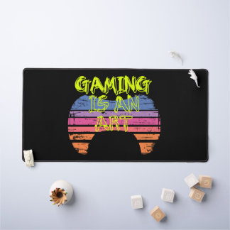 Retro Sunset Gaming Controller Art Gamer Quote Desk Mat