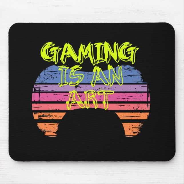 Retro Sunset Gaming Controller Art Gamer Quote Mouse Mat (Front)
