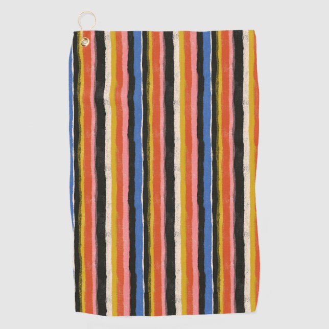 Retro Sunset Golf Racing Stripes Towel (Front)