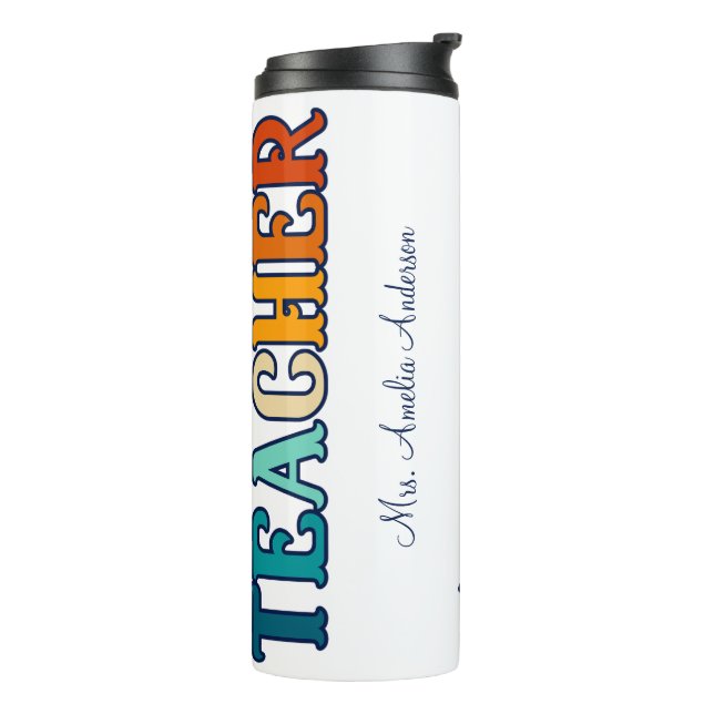 Retro Sunset Gradient Teacher Appreciation Gift Thermal Tumbler (Rotated Left)