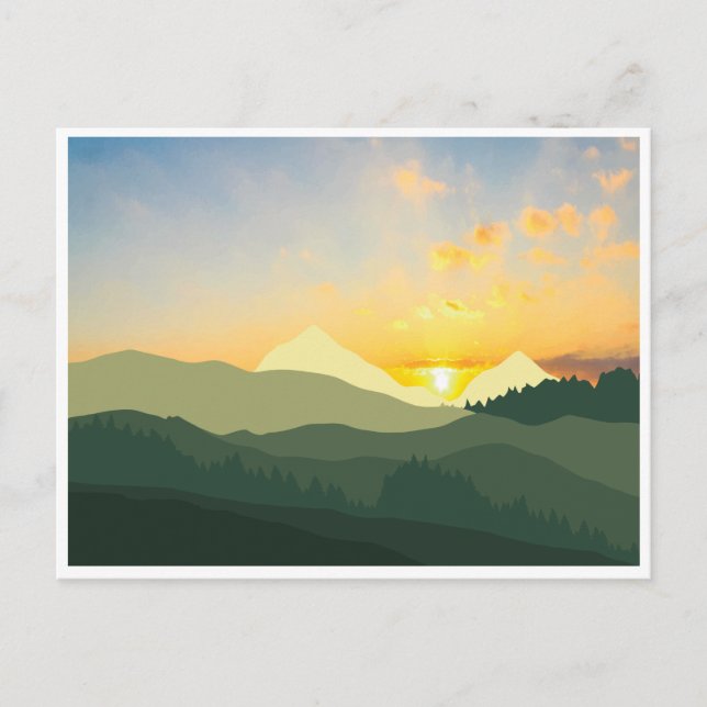 Retro sunset Great Smoky Mountains national park Postcard (Front)