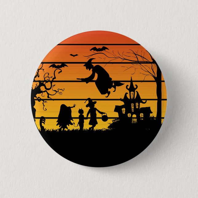Retro sunset Halloween witch spooky scary groovy  6 Cm Round Badge (Front)