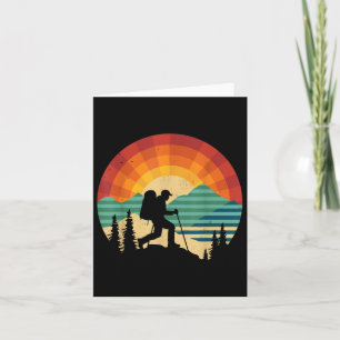 Retro Sunset Hiking Shirt Vintage Hiker Mountain S Card