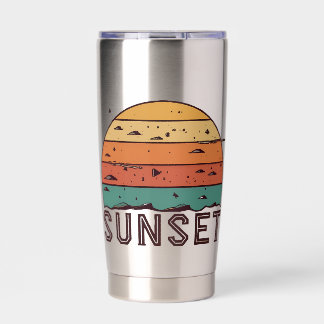Retro Sunset Horizon Graphic Mug' Insulated Tumbler