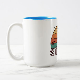 Retro Sunset Horizon Graphic Mug' Two-Tone Coffee Mug