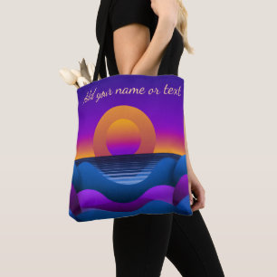 Retro Sunset Horizon Personalised Tote Bag