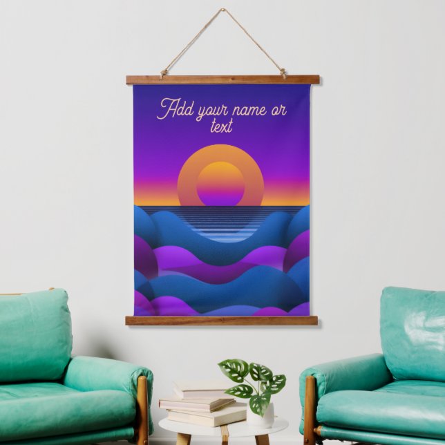 Retro Sunset Horizon Personalised Wall Hanging Tapestry (Living Room)