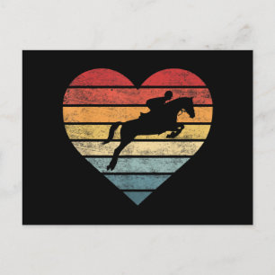 Retro Sunset Horse Lover Rider Equestrian Horseman Holiday Postcard