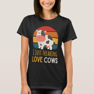 Retro Sunset I Just Freaking Love Cows T-Shirt
