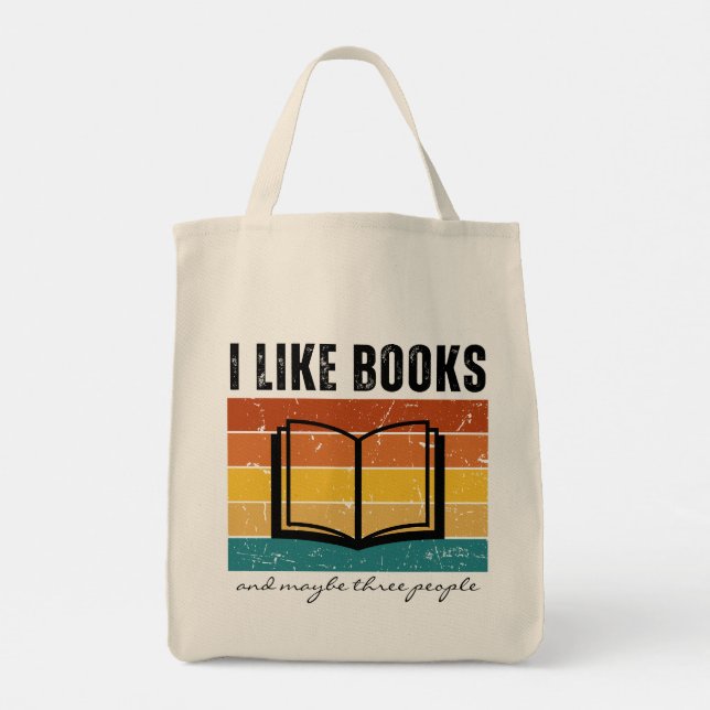 Retro Sunset I Like Books Reader's Tote Bag (Back)