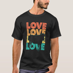 Retro Sunset I Love Cow Idea For Animal T-Shirt
