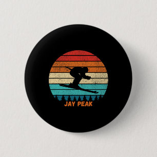 Retro Sunset Jay Peak Vermont Skiing Skier 6 Cm Round Badge