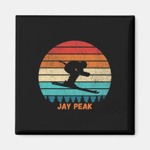 Retro Sunset Jay Peak Vermont Skiing Skier Magnet