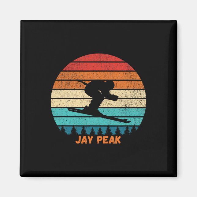 Retro Sunset Jay Peak Vermont Skiing Skier  Magnet (Front)
